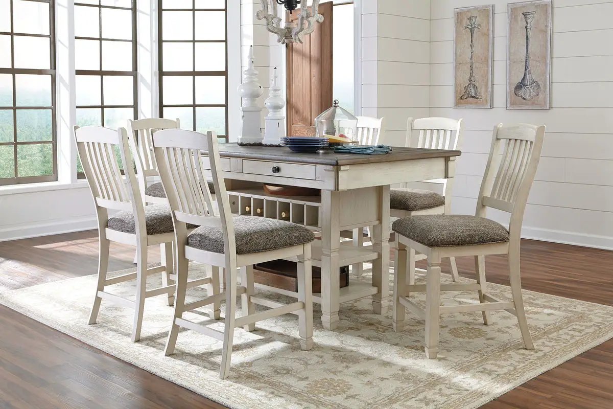Bolanburg Counter Table Set | 5-Piece Rectangular | Two-Tone Oak And Acacia | Antique White