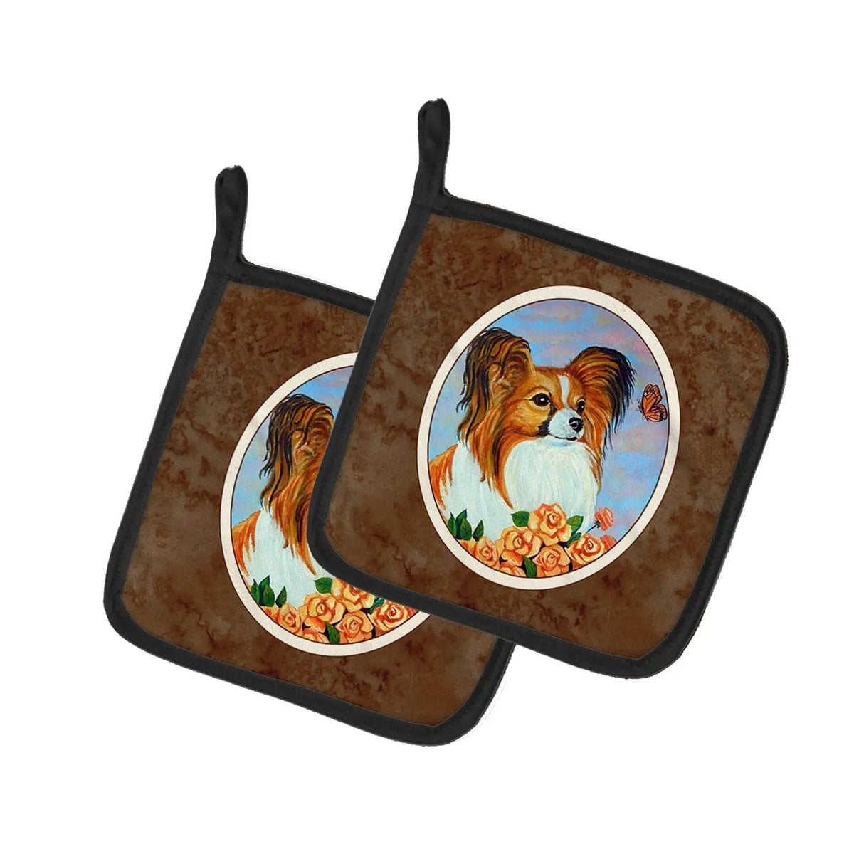 Pot Holder Set of 2 | Heat Resistant Quilted Hot Pads | 7.5 x 7.5 Inch | Papillon (Style 13)