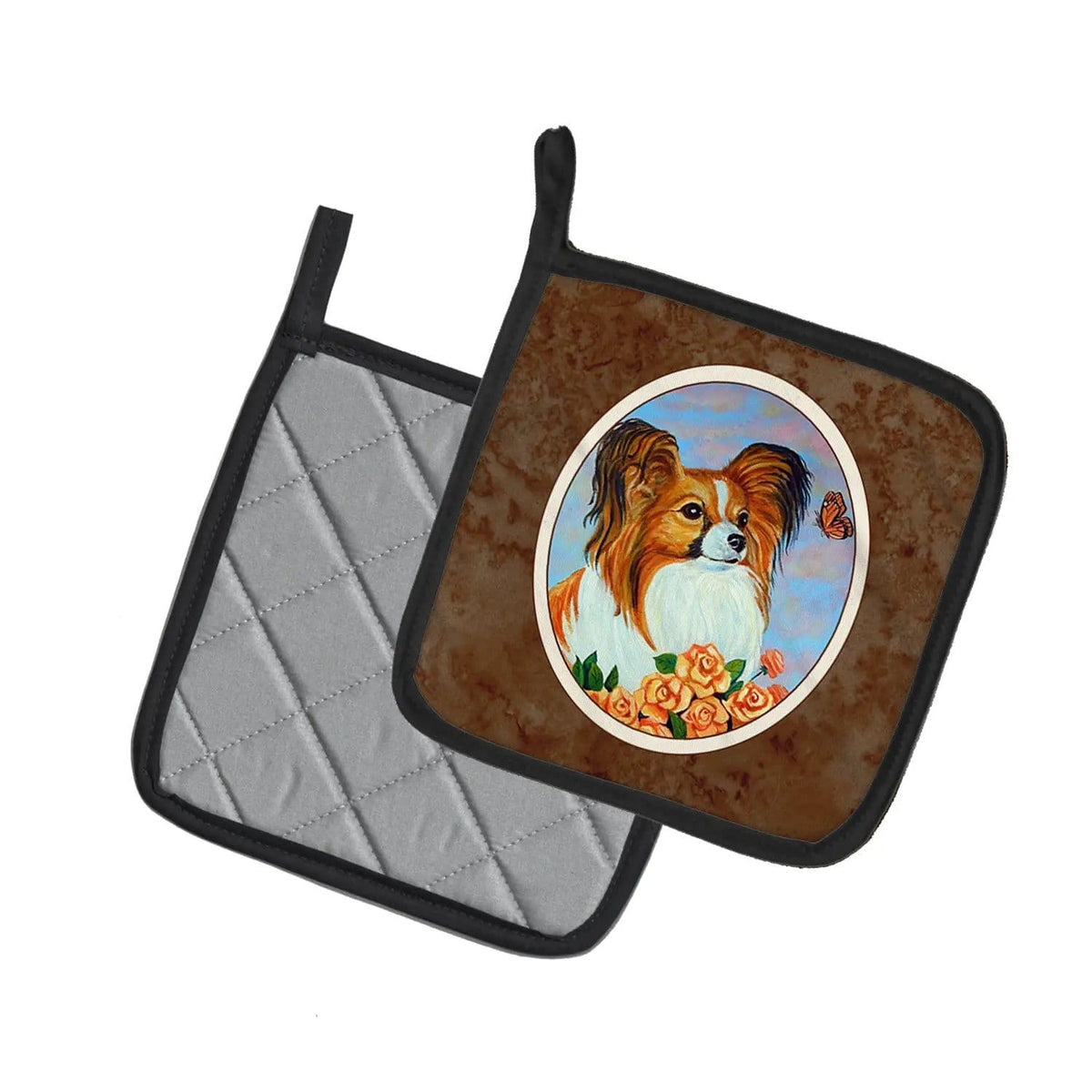 Pot Holder Set of 2 | Heat Resistant Quilted Hot Pads | 7.5 x 7.5 Inch | Papillon (Style 13)