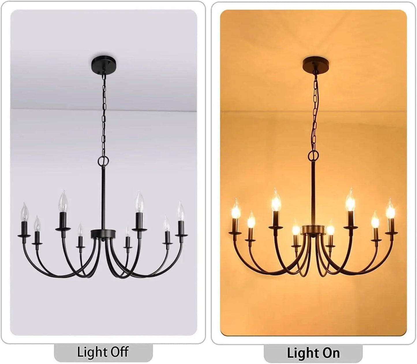 8 Light Matte Black Farmhouse Chandelier For Dining Room from PriceLows™