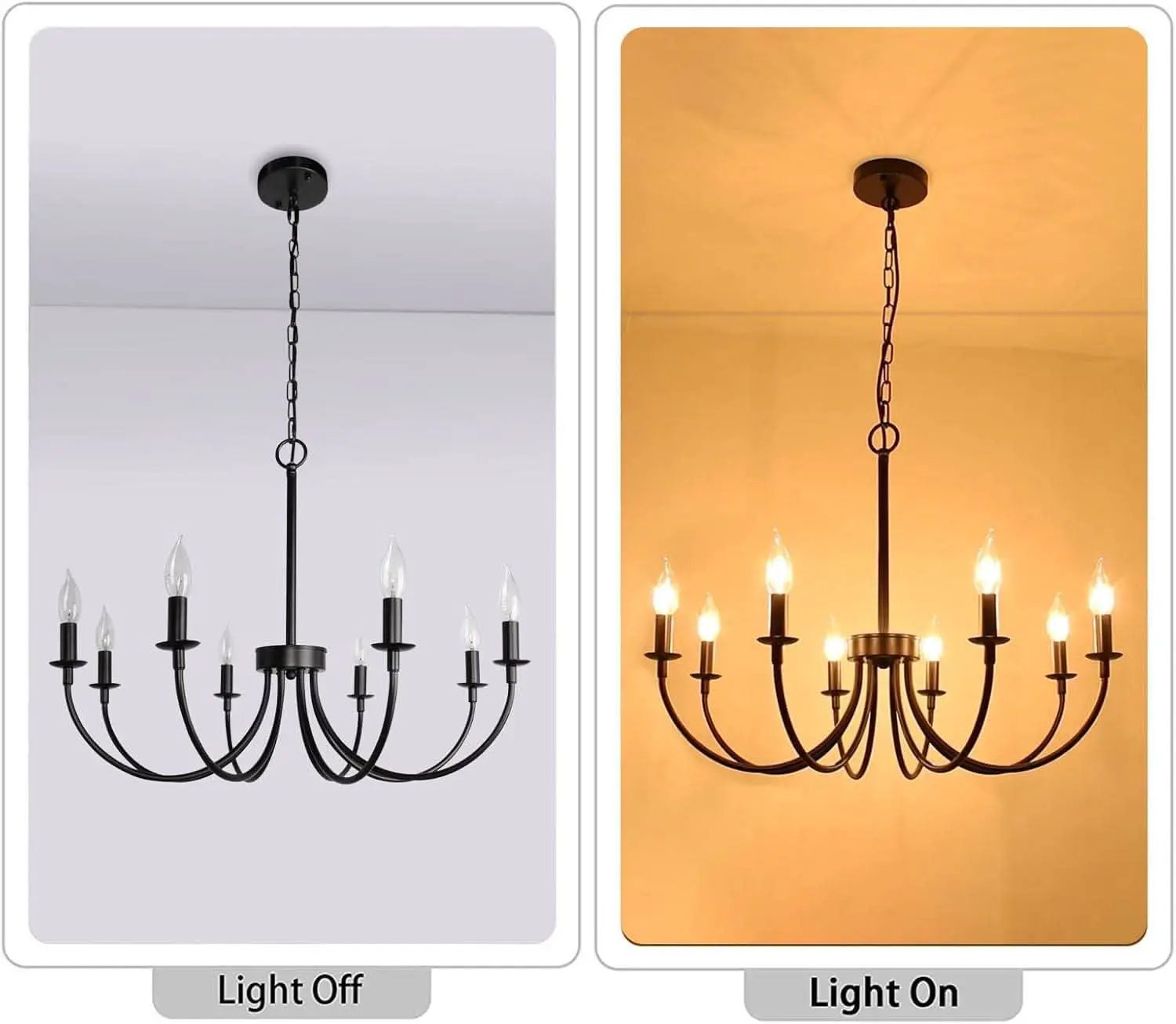 8 Light Matte Black Farmhouse Chandelier For Dining Room from PriceLows™