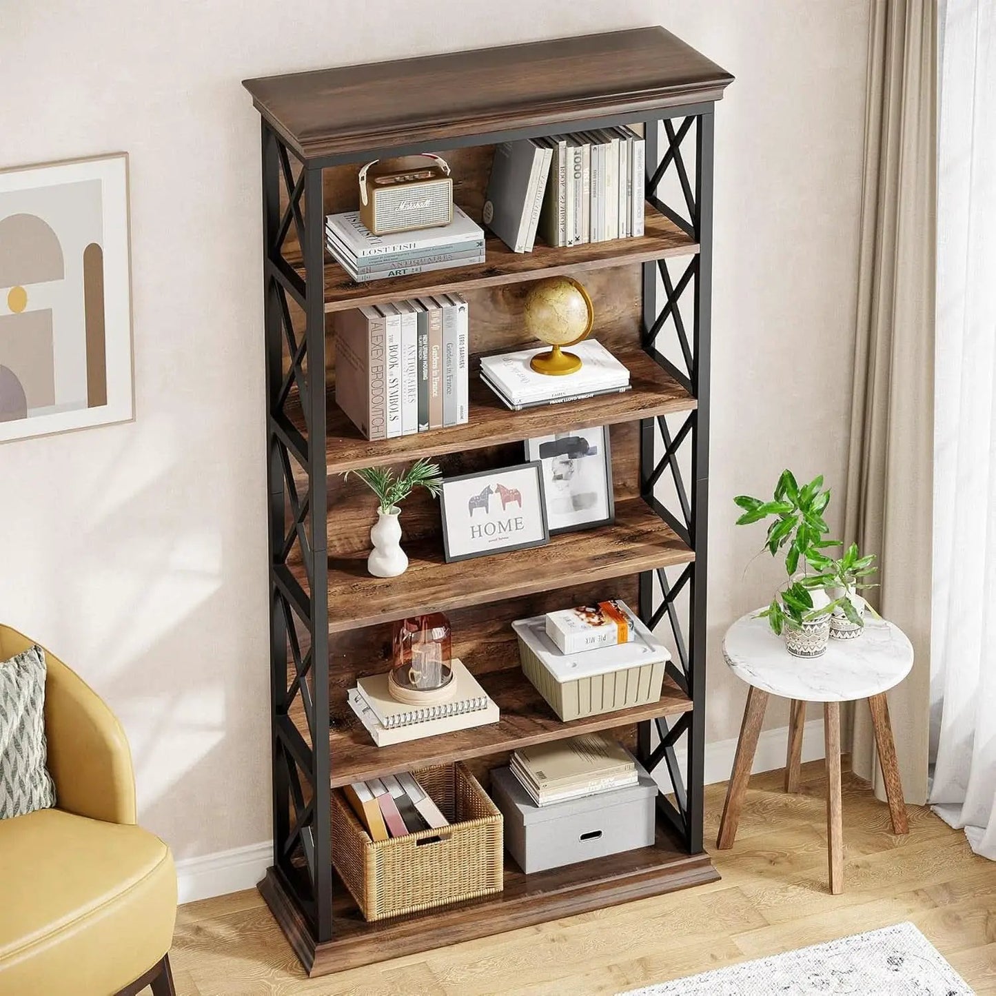 Six Tier Bookcase 71 Inch Industrial Storage Shelf from PriceLows™