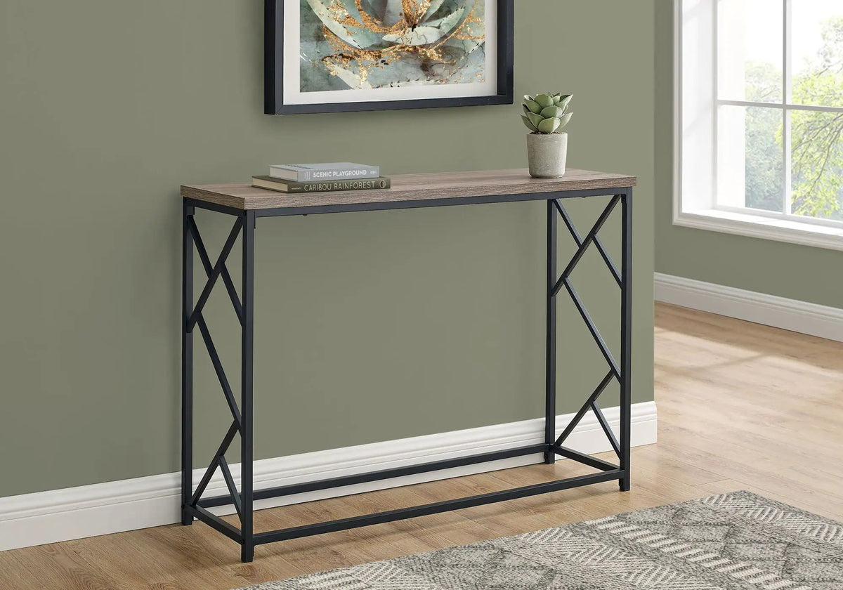 Modern Entryway Console Table | 44 Inch Width | Wood-Look Tabletop | Metal Frame
