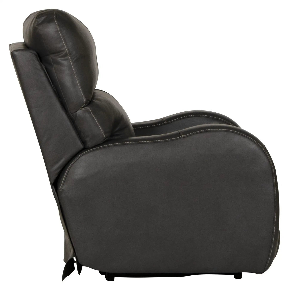 Leather Power Recliner | Lay Flat | Power Headrest | Gunmetal Black