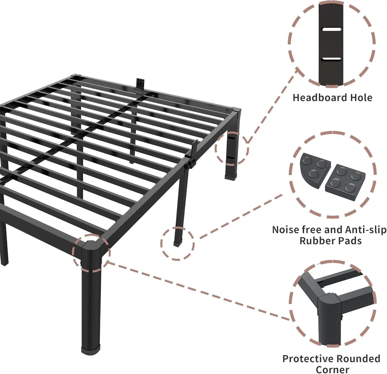 Premium King Size Metal Bed Frame With Under Bed Storage from PriceLows™