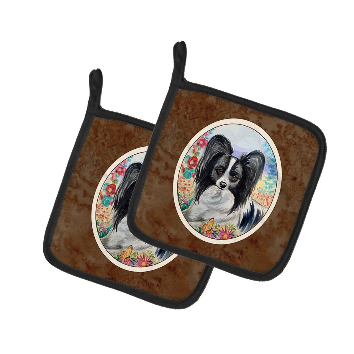 Pot Holder Set of 2 | Heat Resistant Quilted Hot Pads | 7.5 x 7.5 Inch | Papillon (Style 15)