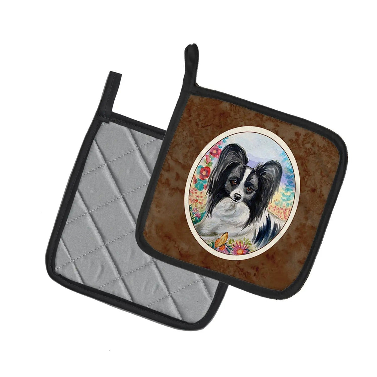 Pot Holder Set of 2 | Heat Resistant Quilted Hot Pads | 7.5 x 7.5 Inch | Papillon (Style 15)