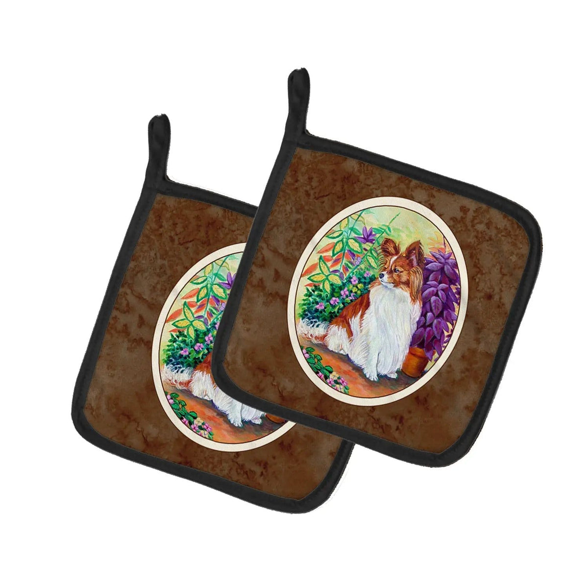 Pot Holder Set of 2 | Heat Resistant Quilted Hot Pads | 7.5 x 7.5 Inch | Papillon (Style 16)