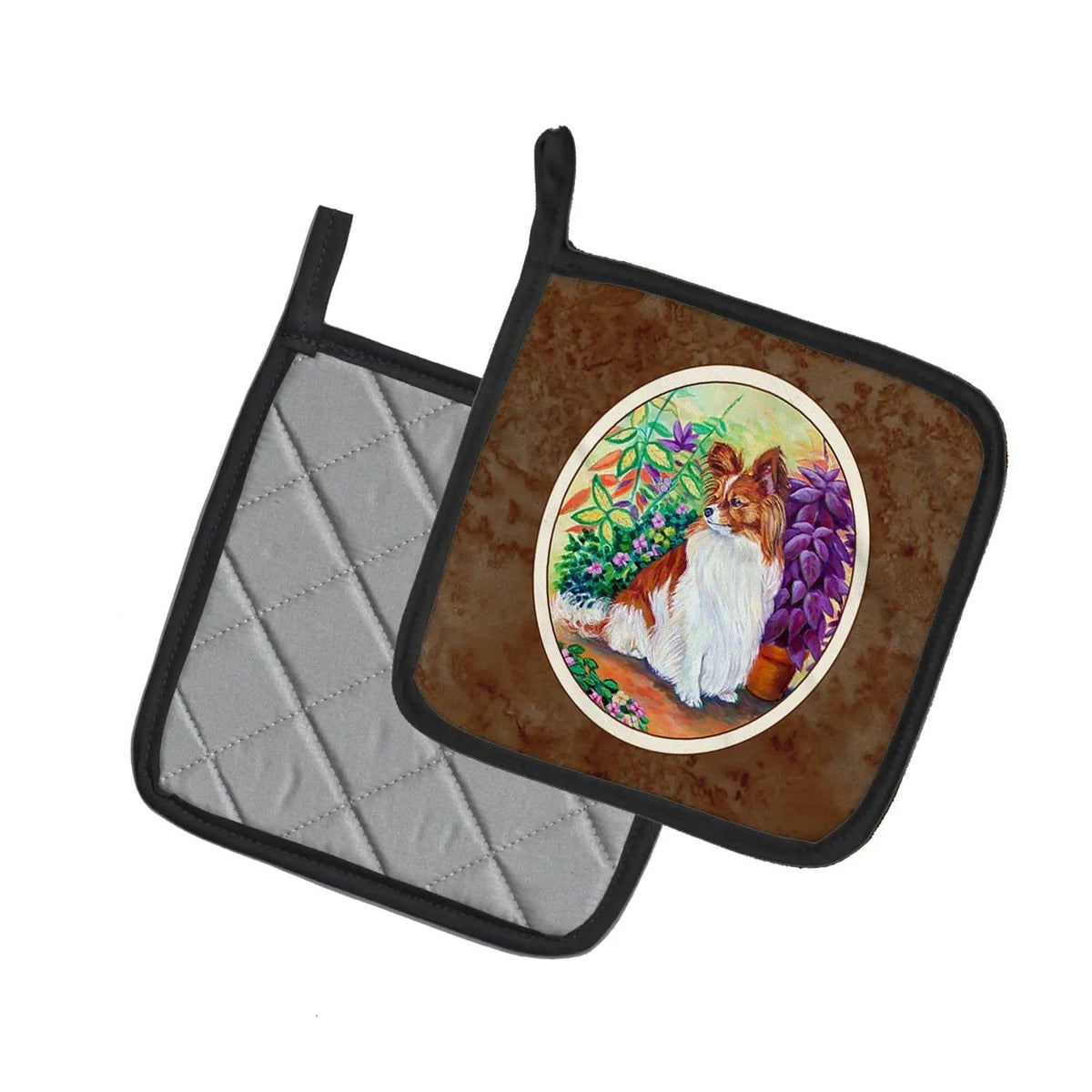 Pot Holder Set of 2 | Heat Resistant Quilted Hot Pads | 7.5 x 7.5 Inch | Papillon (Style 16)