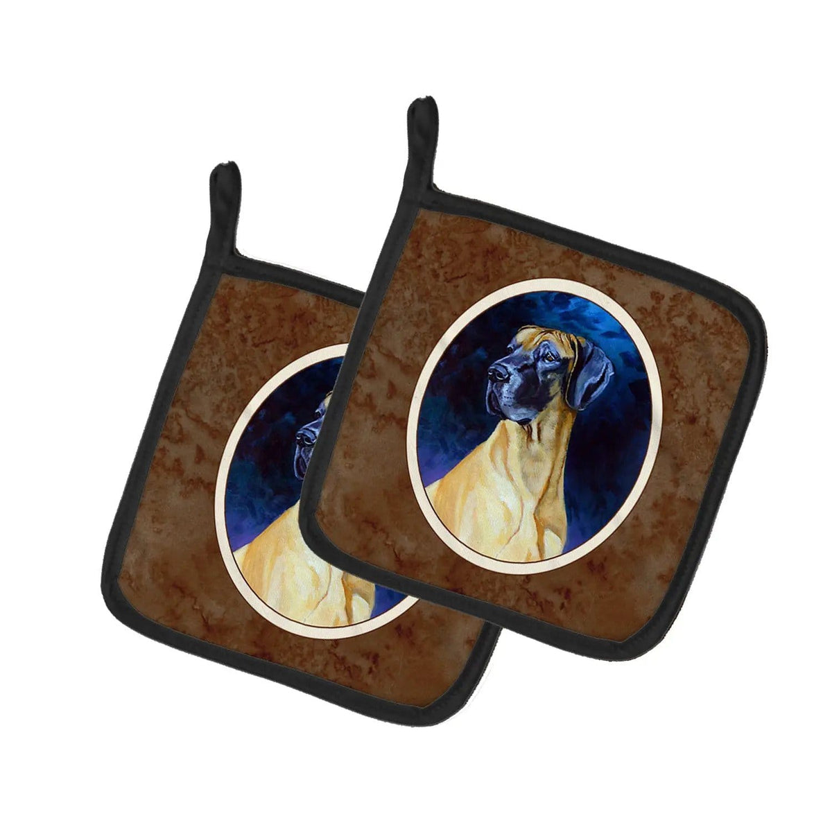Pot Holder Set of 2 | Heat Resistant Quilted Hot Pads | 7.5 x 7.5 Inch | Great Dane (Style 8)