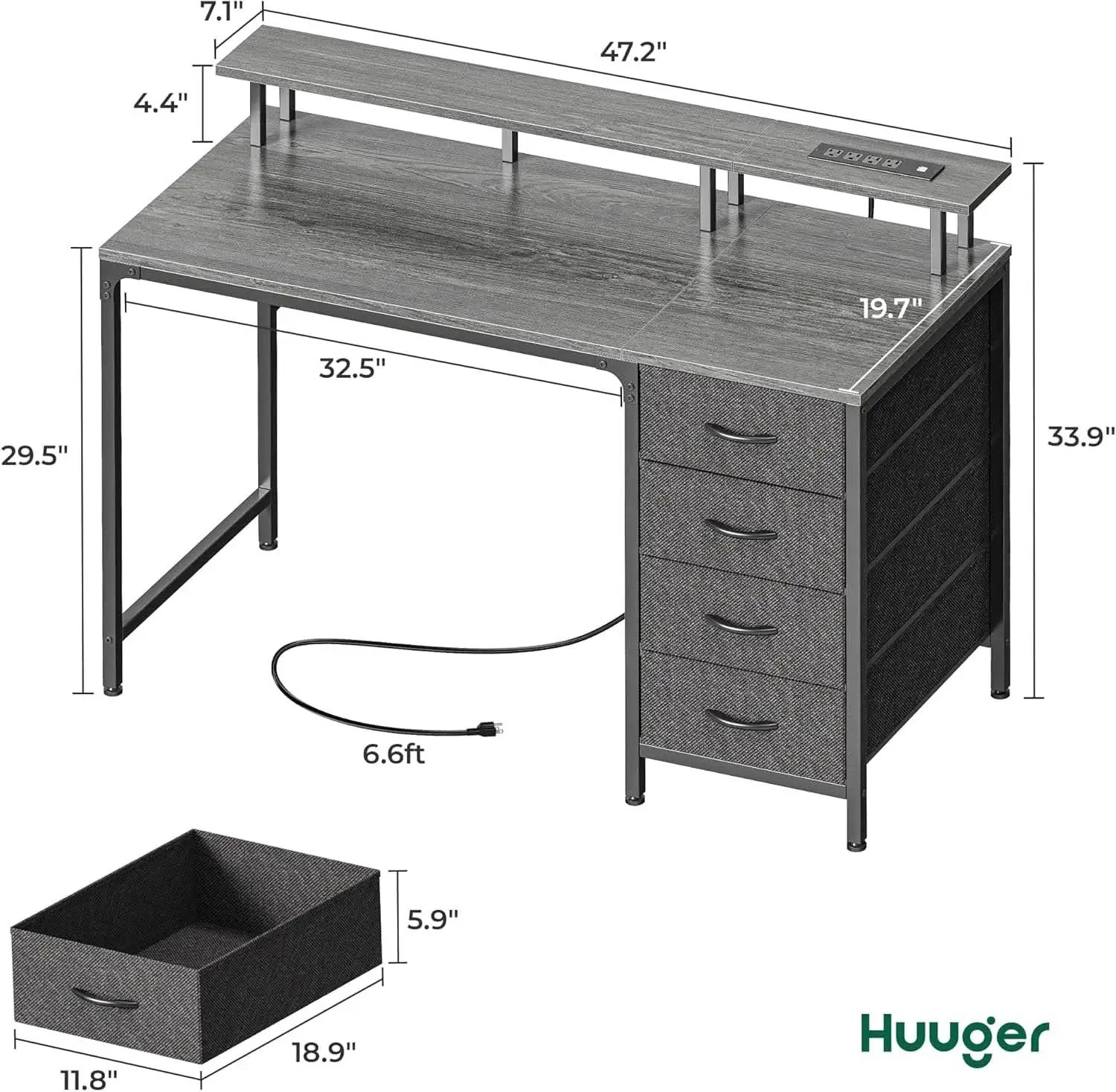 47 Inch Computer Desk With LED Lights For Home Office from PriceLows™