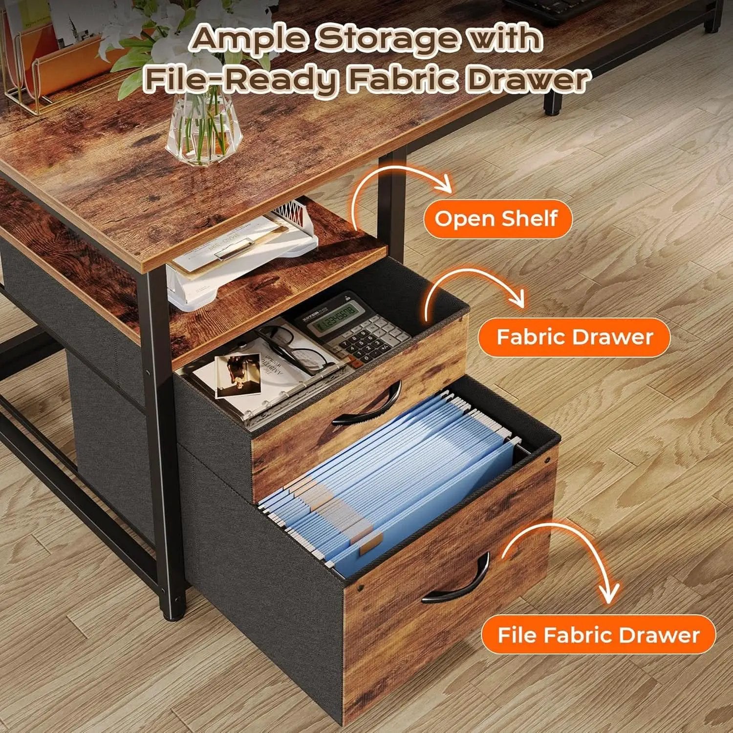 Sixty Three Inch L Shaped Desk USB Port Ergonomic Workspace from PriceLows™