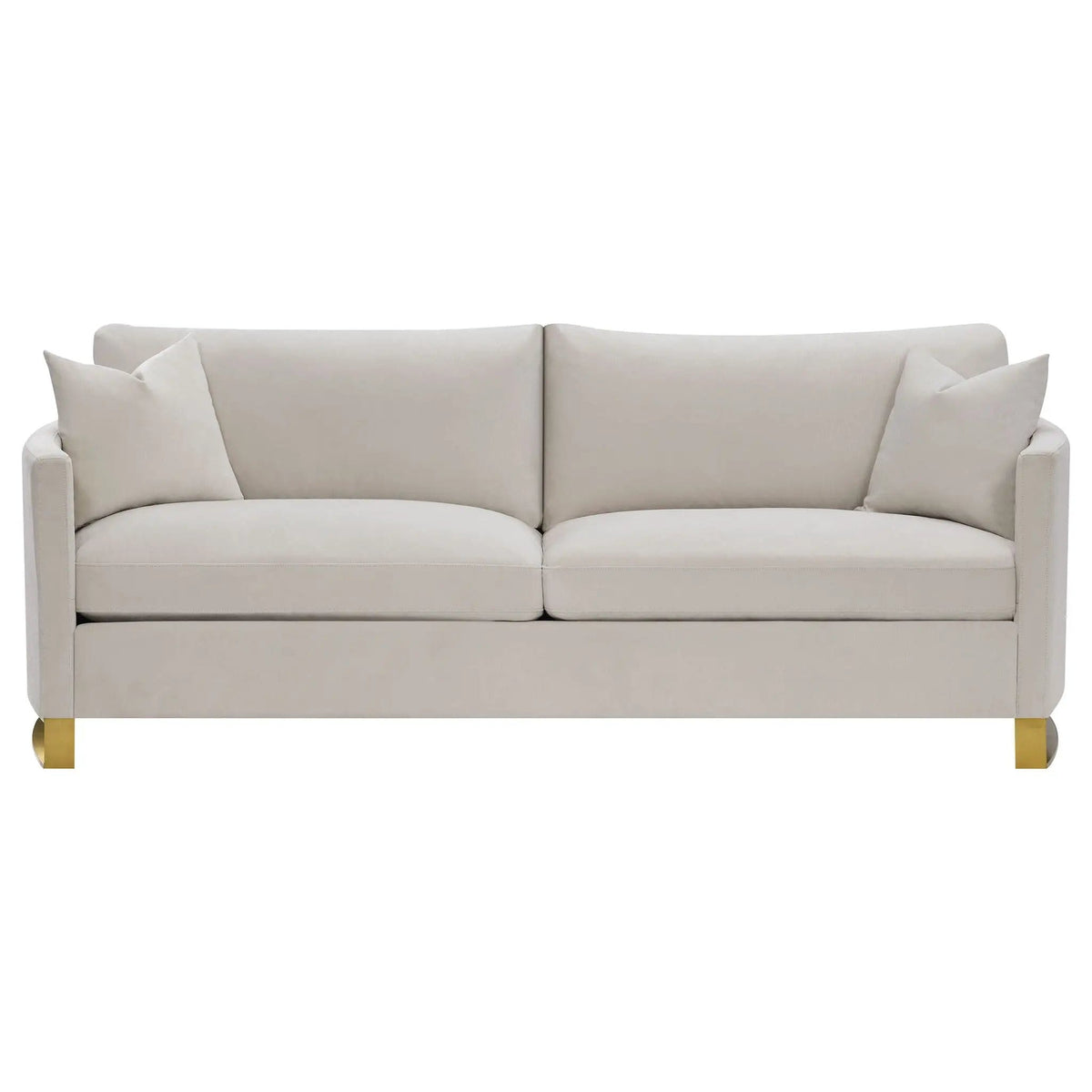 Corliss Upholstered Curved Track Arm Sofa | 91 x 36.5 x 36 in | Velvet & Stainless Steel | Beige