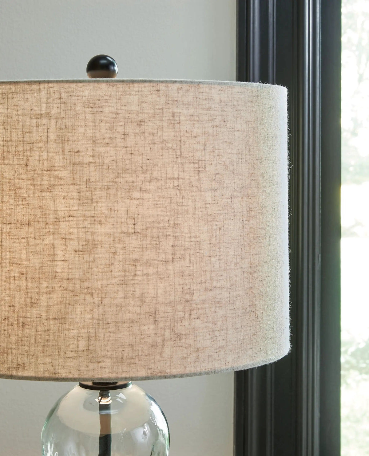 Airbal Glass Table Lamp (Set of 2) | 15 x 15 x 29.25 in | Fabric & Glass | Clear / Black