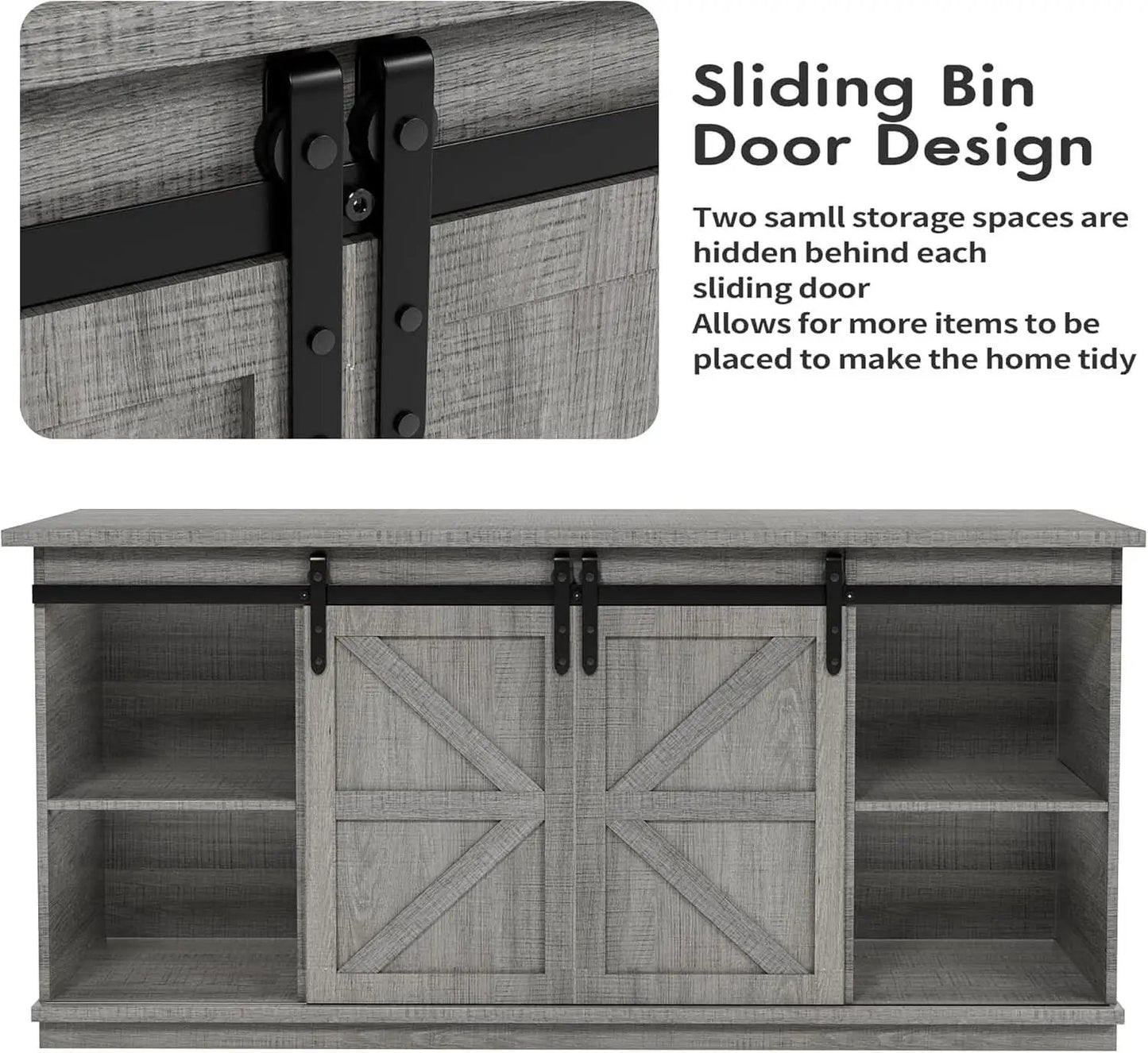 65 Inch TV Stand With Sliding Barn Doors Media Console from PriceLows™