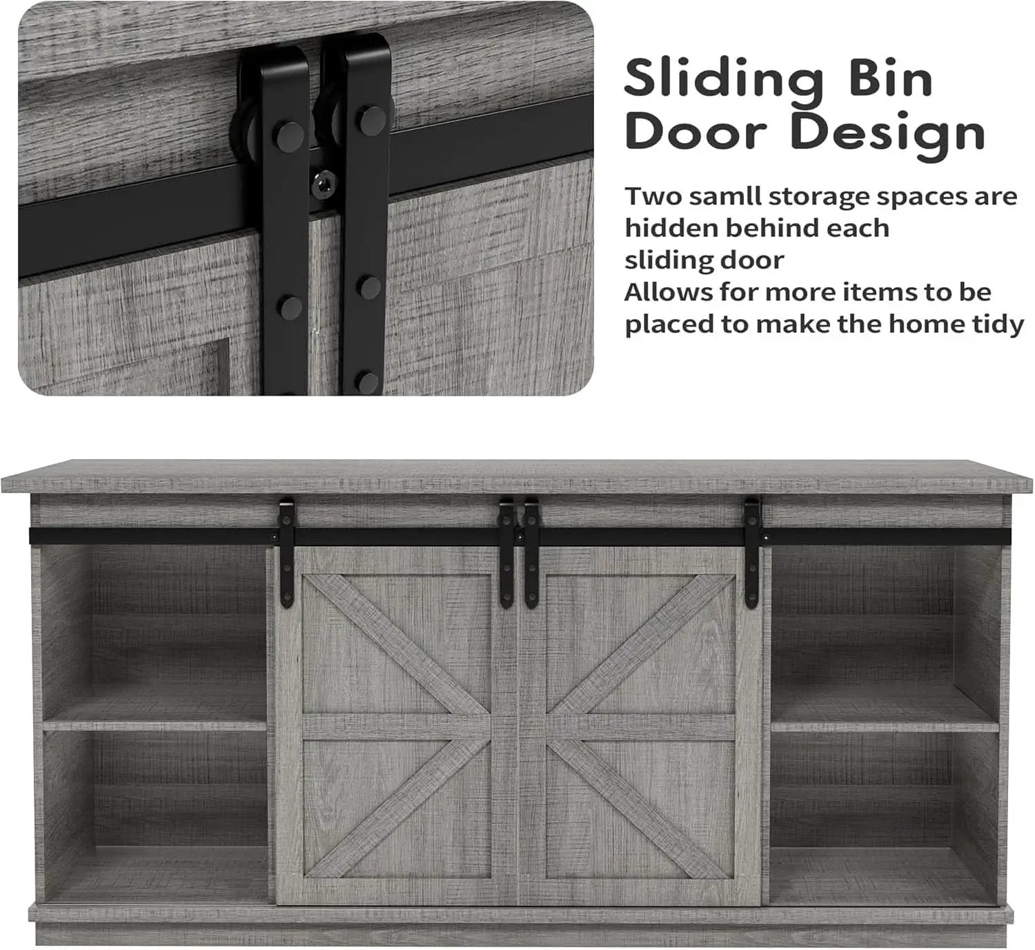 65 Inch TV Stand With Sliding Barn Doors Media Console from PriceLows™