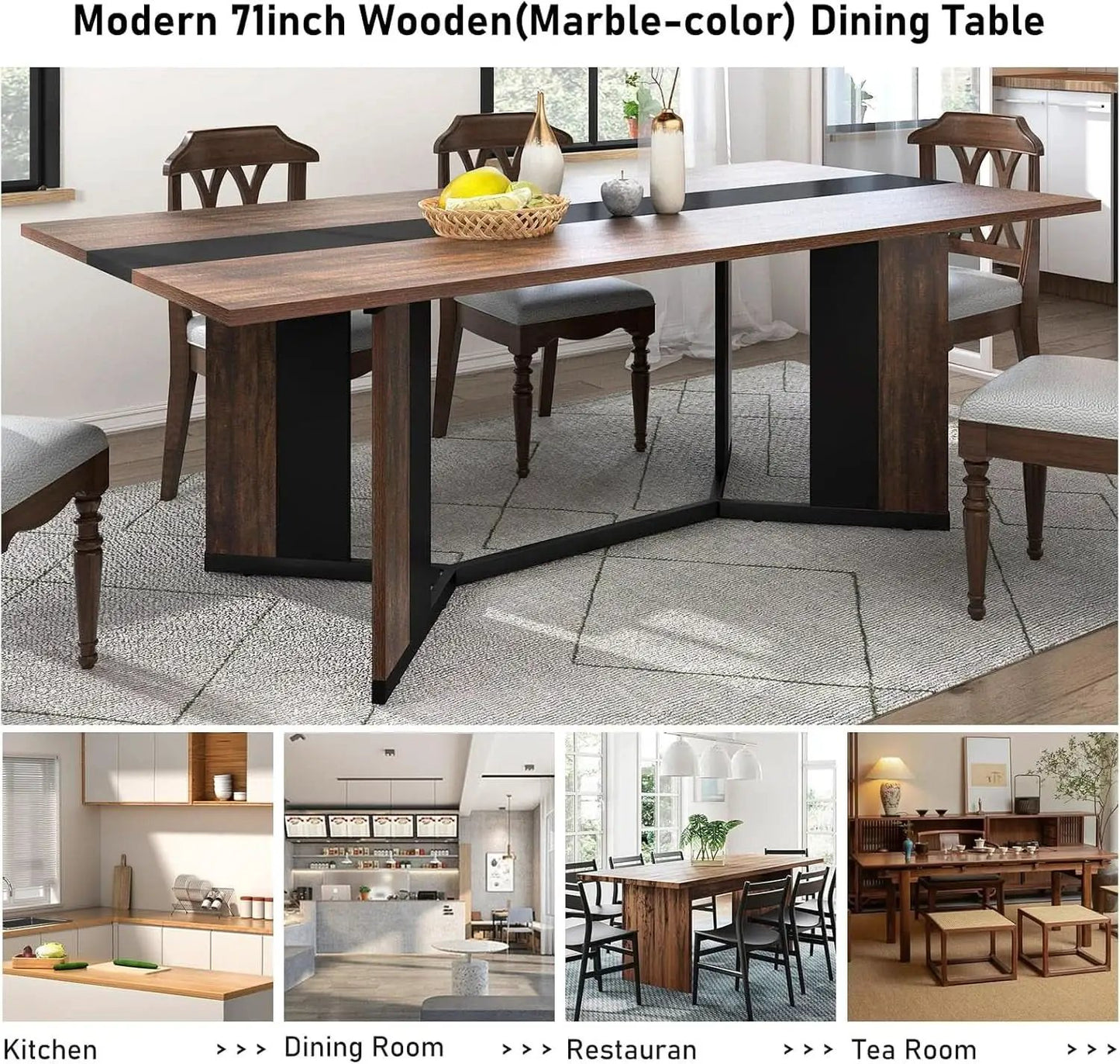 71In Large Rectangular Dining Table With Brown Tabletop from PriceLows™