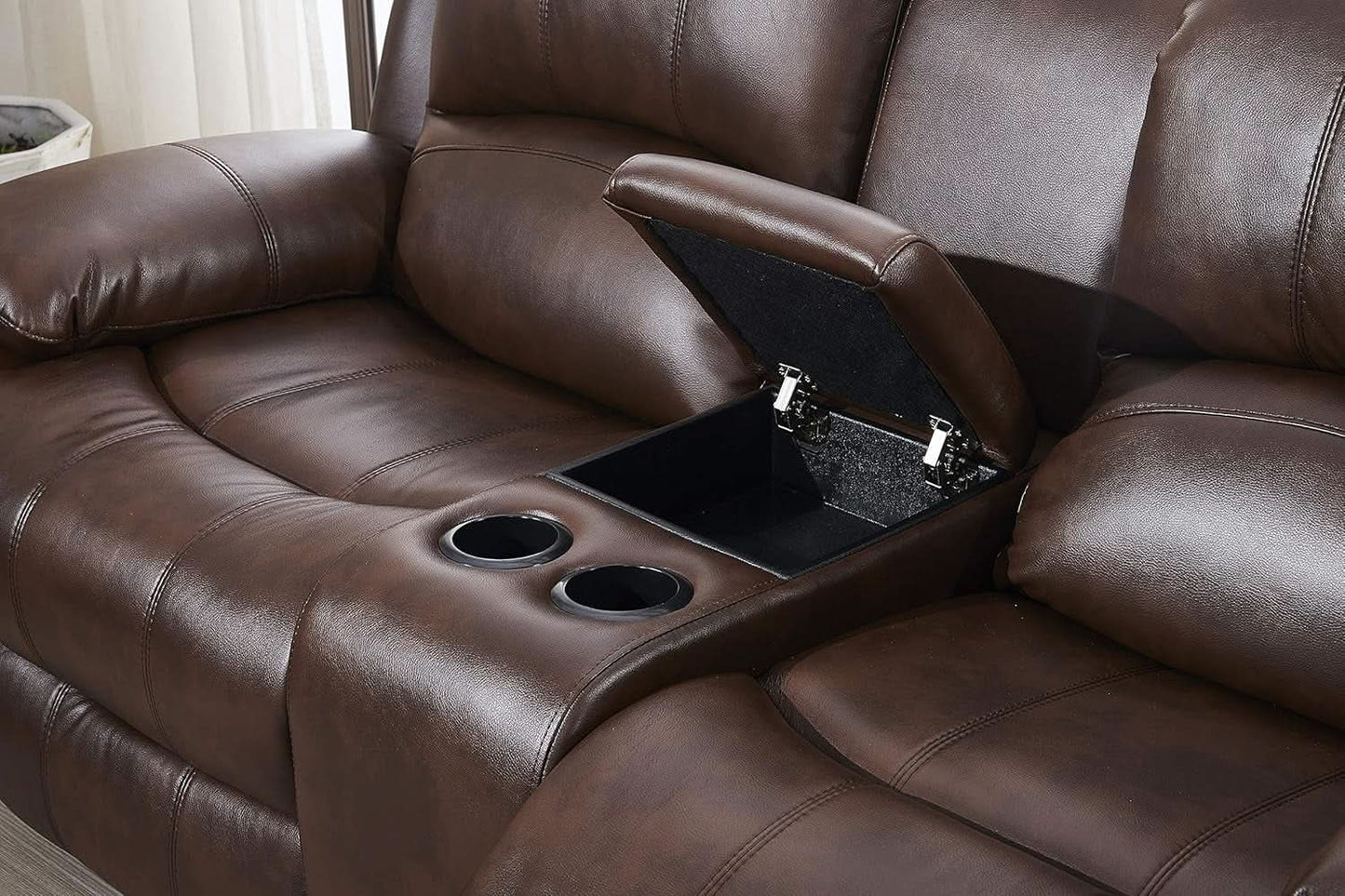 Brown Faux Leather Sofa and Loveseat Set Two Piece from PriceLows™