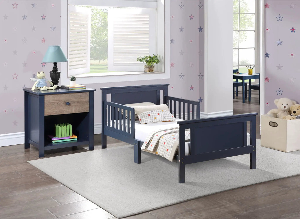 Connelly Reversible Panel Toddler Bed | Low Profile | Twin Bed Style | 53.75 Inch Length