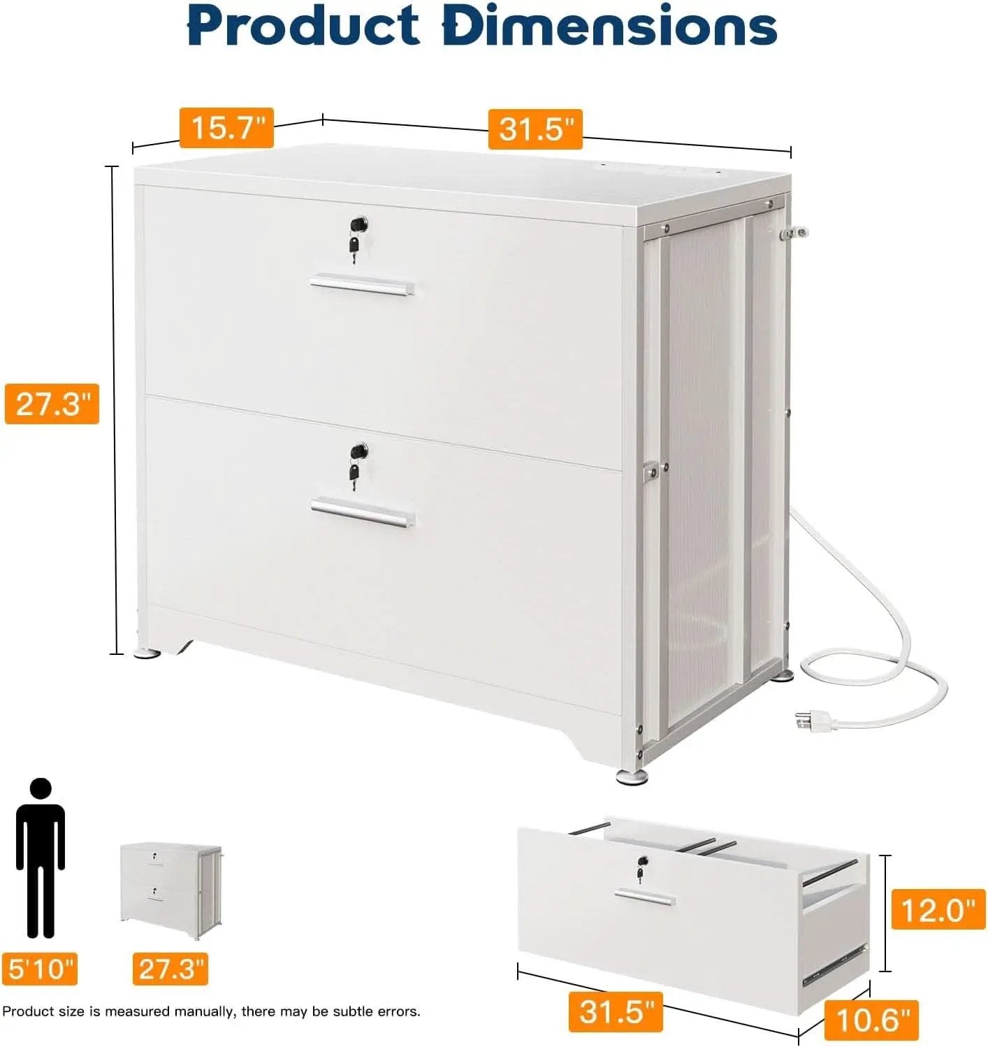 Lockable File Cabinet With Charging Station For Home Office from PriceLows™