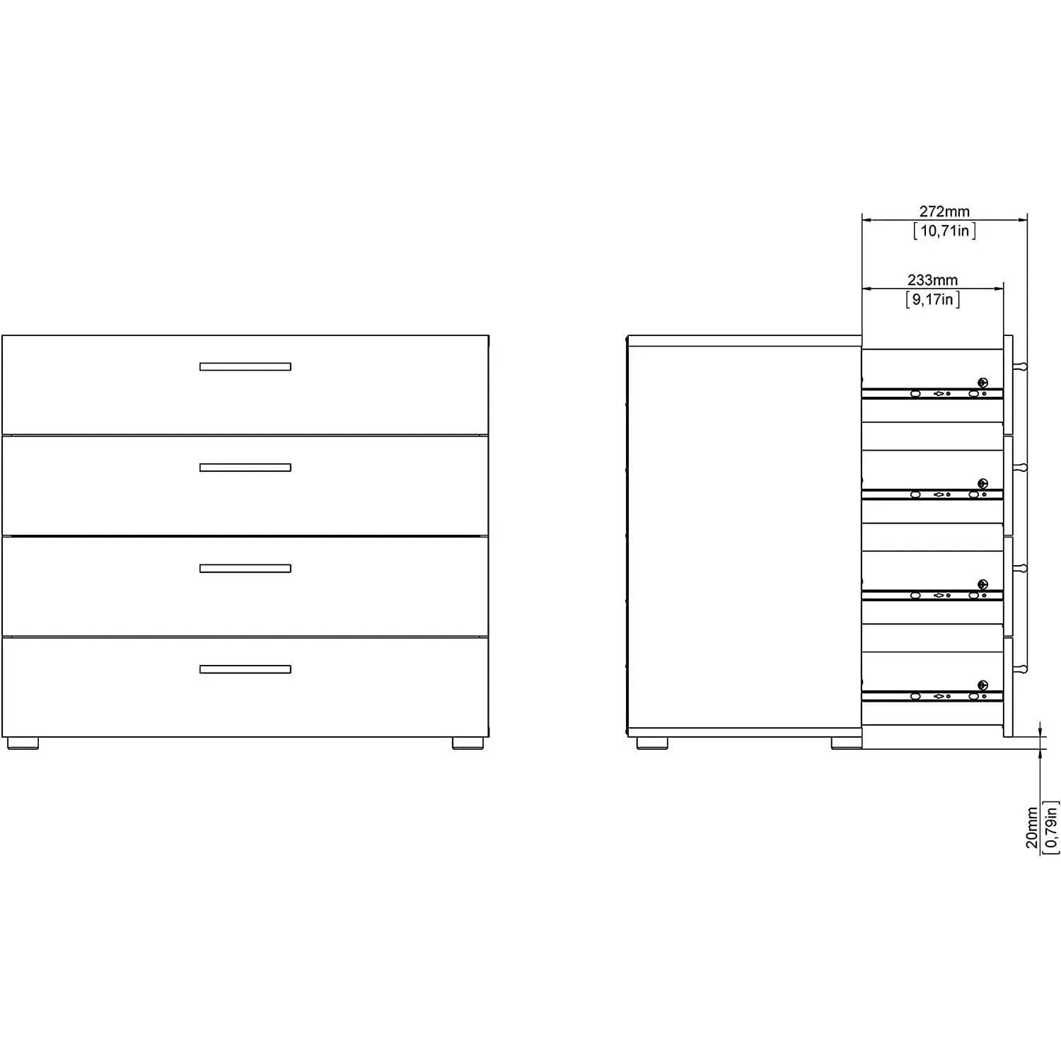 Oak Structure Four Drawer Chest With Silver Bar Handles from PriceLows™
