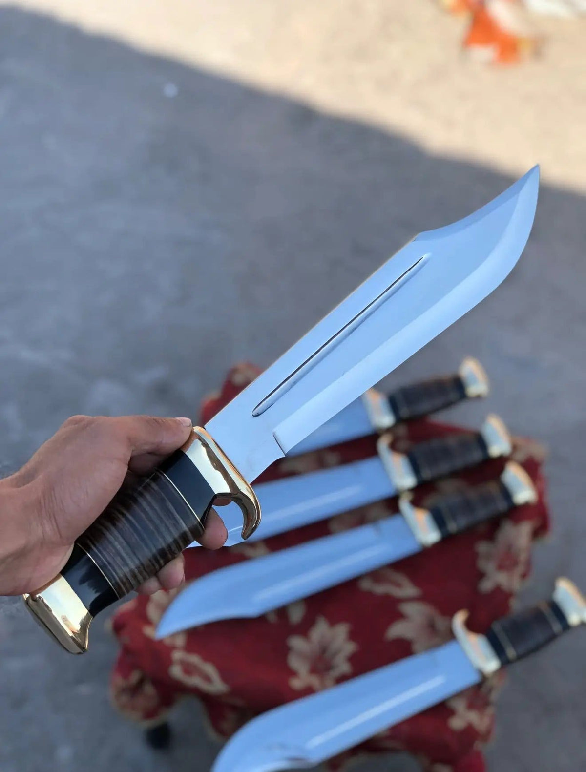 Custom Handmade D2 Steel Dundee Bowie Knife 15” Buffalo Horn & Leather Grip with | Steel | crocadile dundee bowie knife | Home