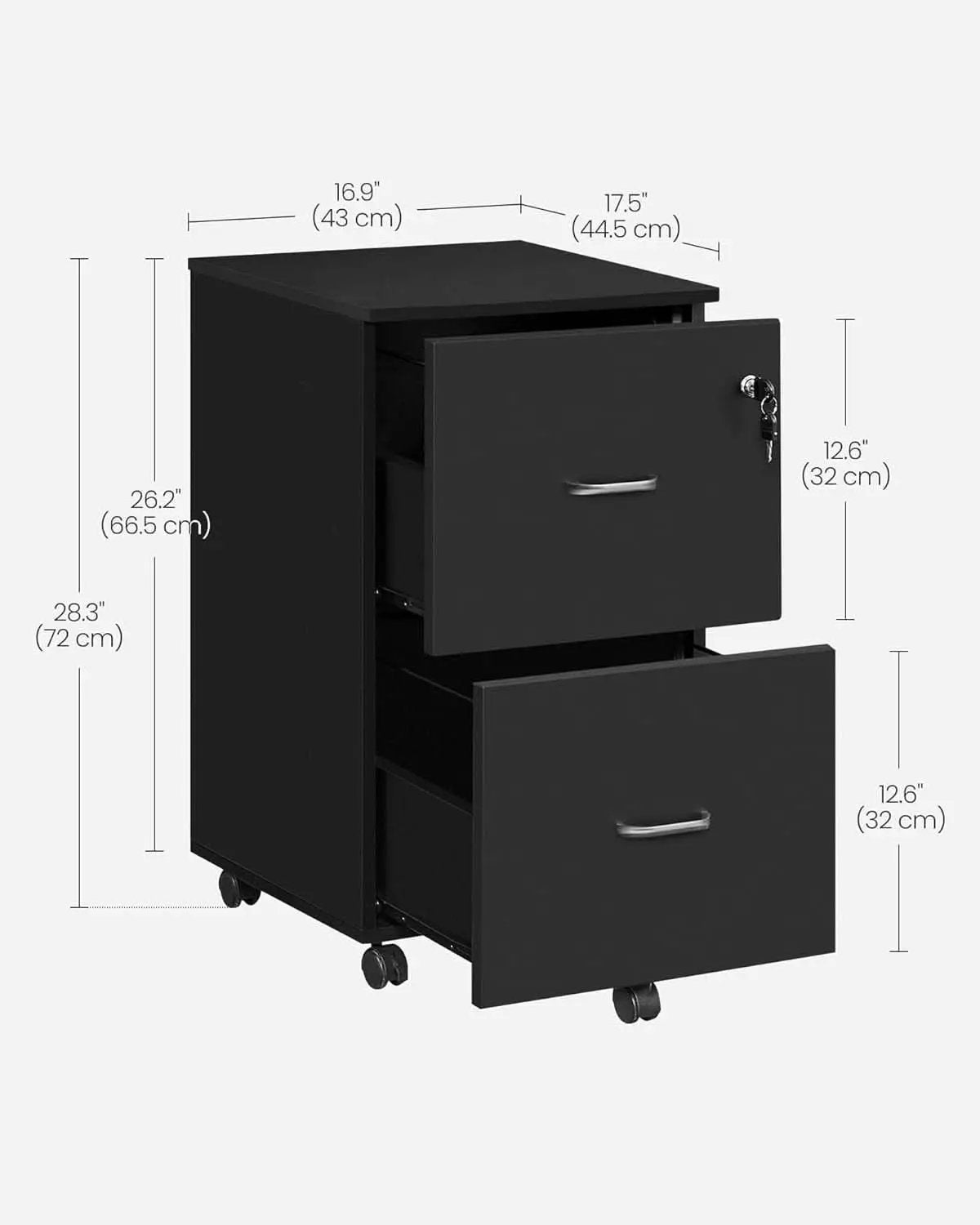 Two Drawer File Cabinet For Home Office A4 Size Black Honey Finish Space Saving Design from PriceLows™