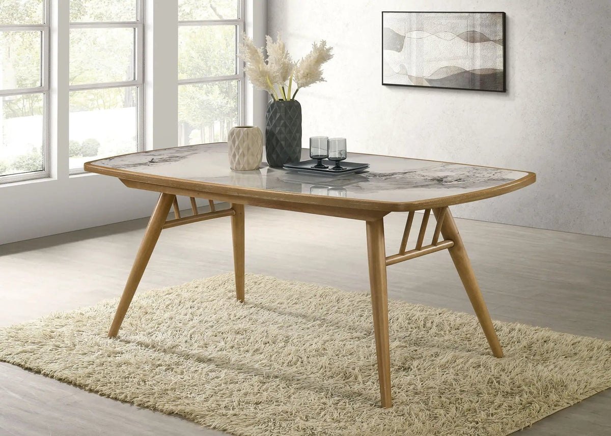 Croyden 73-inch Rectangular Dining Table Weathered | 70.75 x 35.25 x 29.75 in | Solid Wood & Rubberwood | Natural