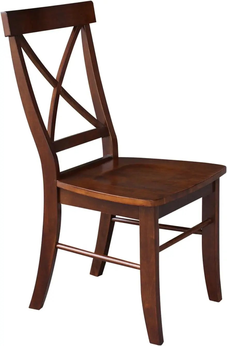 Espresso Solid Wood X Back Dining Chairs Set For Kitchen from PriceLows™