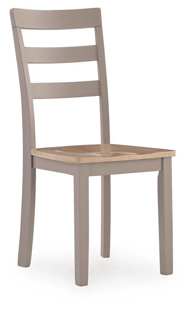 Dining Room Side Chair | Gray Frame | Natural Wood Seat | Set Of 2