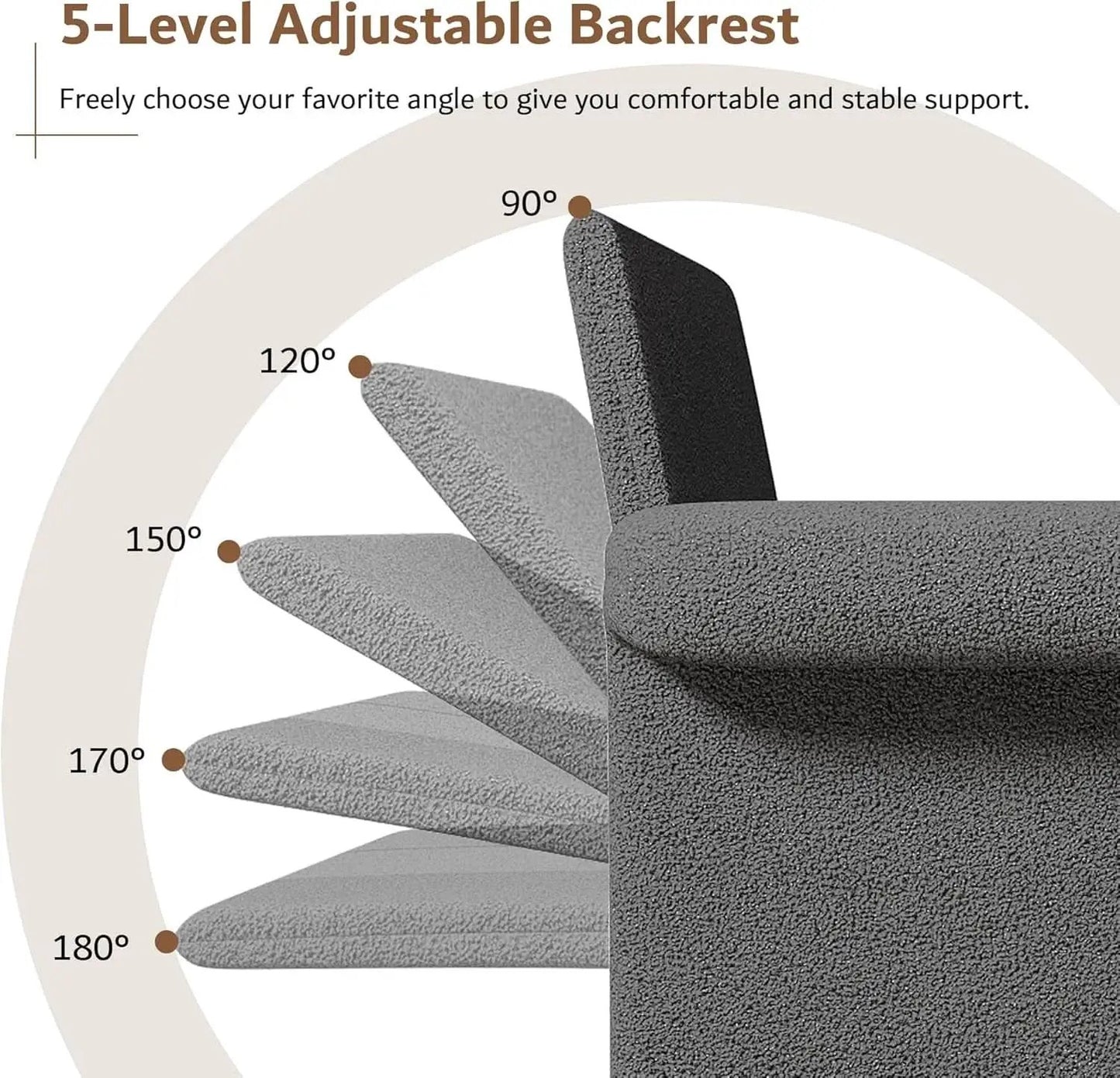 Dark Gray Lambswool Fabric Textured Sofa Bed Chair Storage from PriceLows™