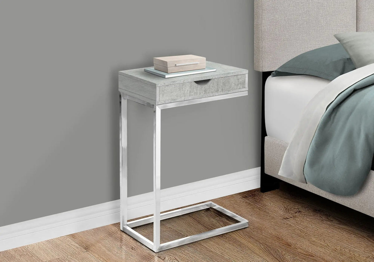 C-Shaped Accent Table | Sturdy Metal Base | Thick Panel Top | Contemporary Design