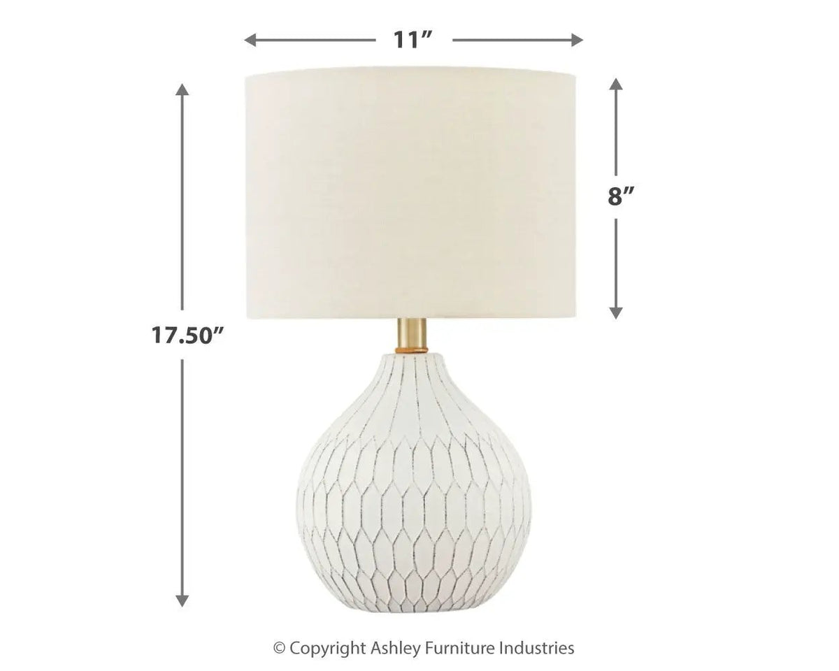 Wardmont Ceramic Table Lamp | White | 17.75 Inch Height | 102 Inch Cord