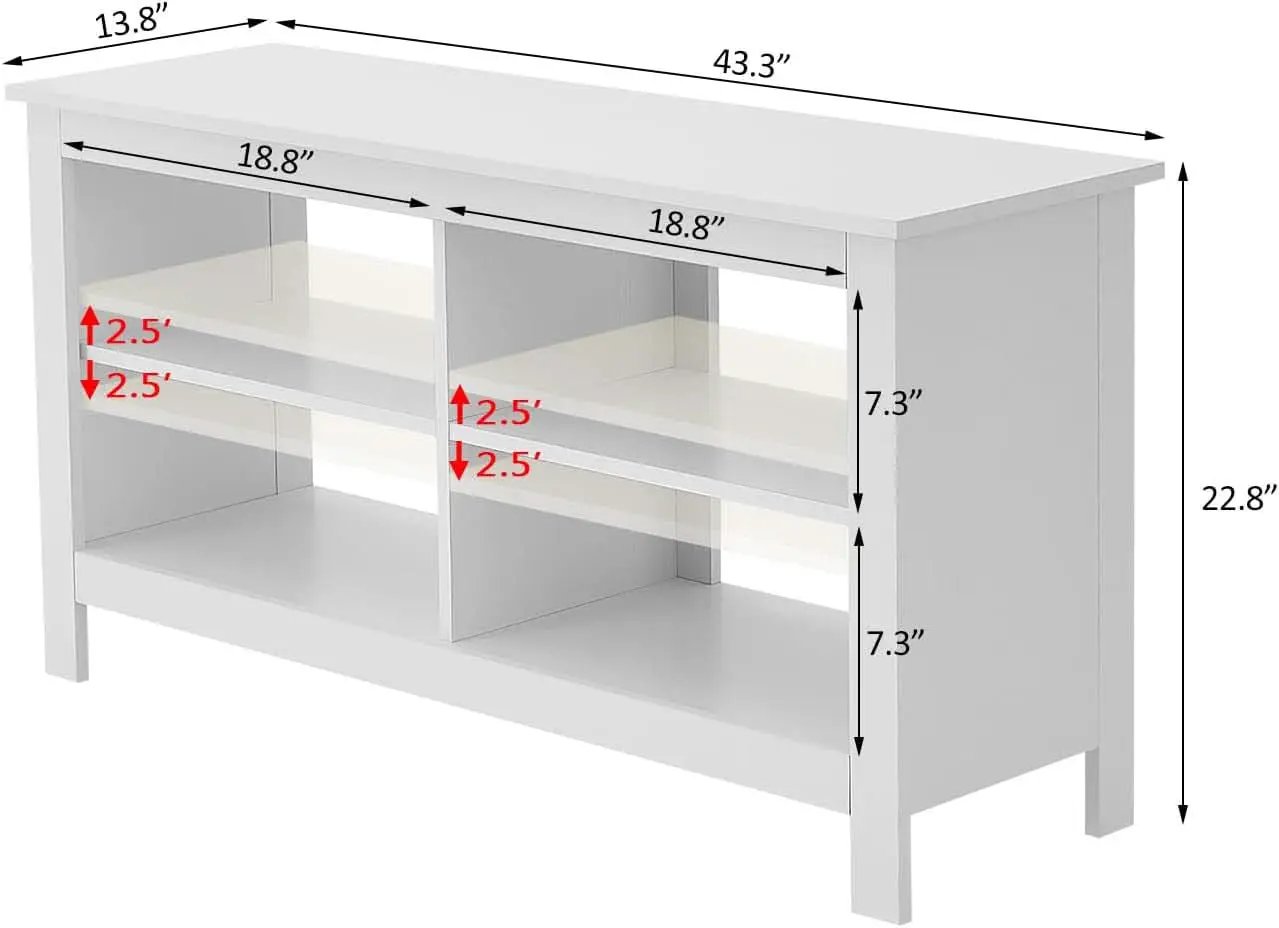43 Inch White Mid Century Modern TV Stand For 50 Inch TVs from PriceLows™