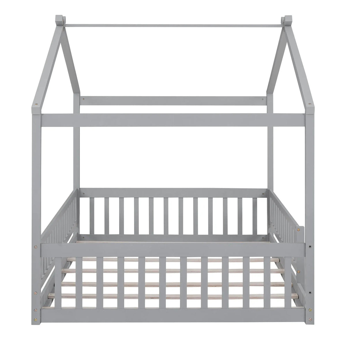 Kids Bed Frame | Playhouse Design | Roof And Fence | Toddler Size