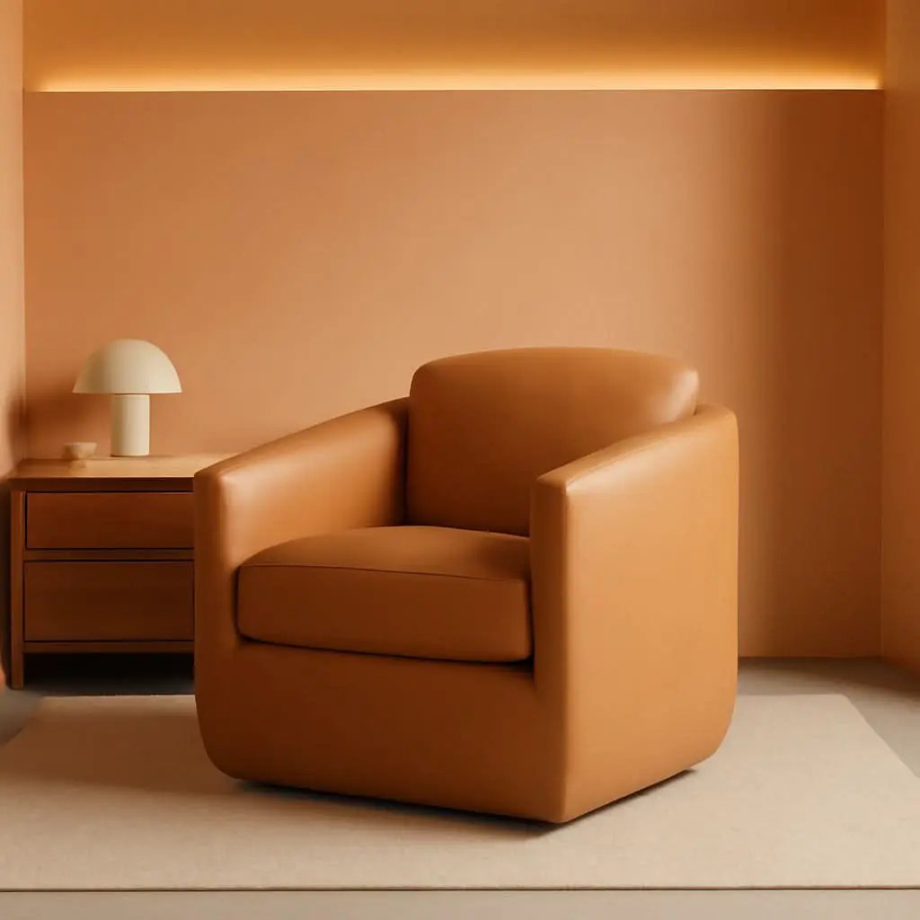 Brown 360 Degree Swivel Premium Upholstered Chairs from PriceLows™