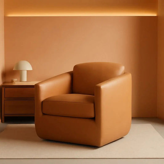 Brown 360 Degree Swivel Premium Upholstered Chairs from PriceLows™