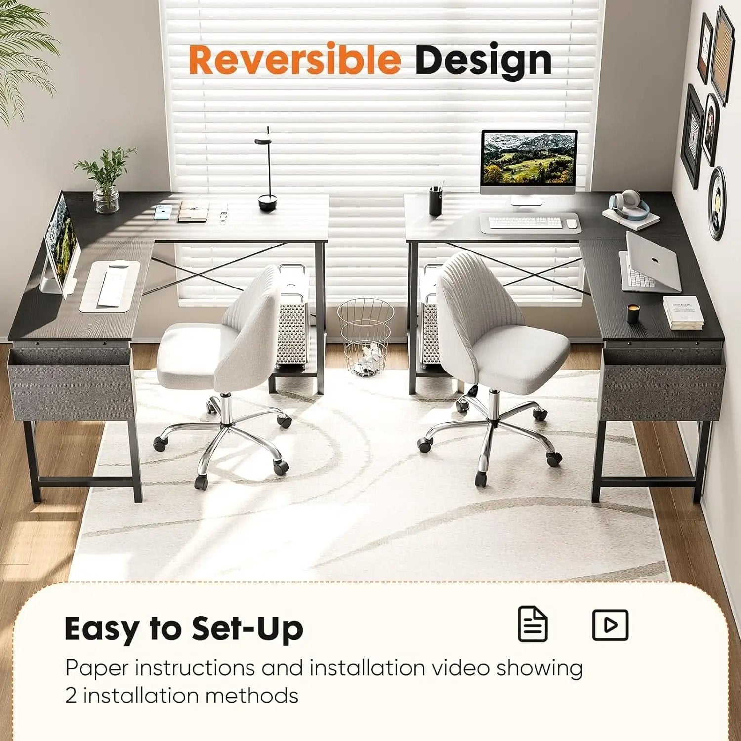 L Shaped Computer Desk 50 Inch Black Corner Home Office from PriceLows™