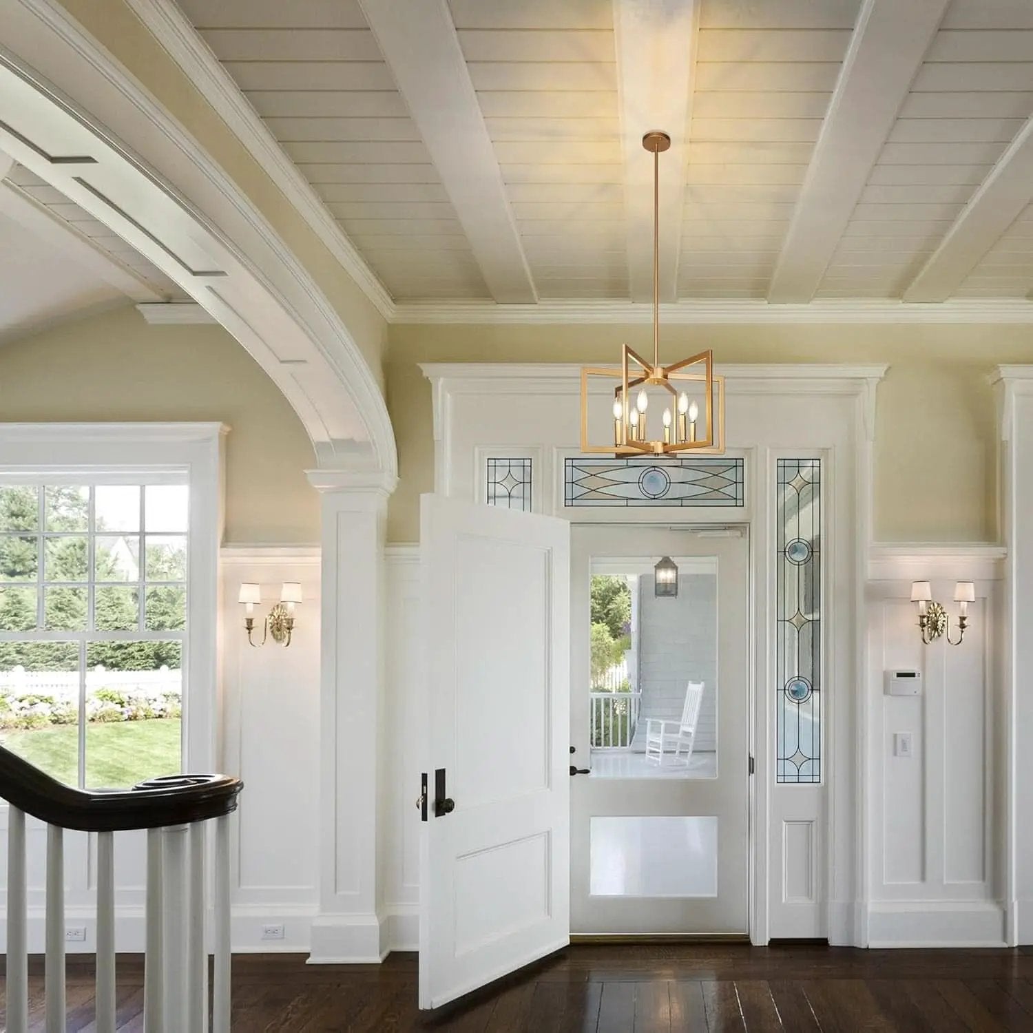 Six Light Gold Pendant Light Modern Farmhouse Chandelier from PriceLows™