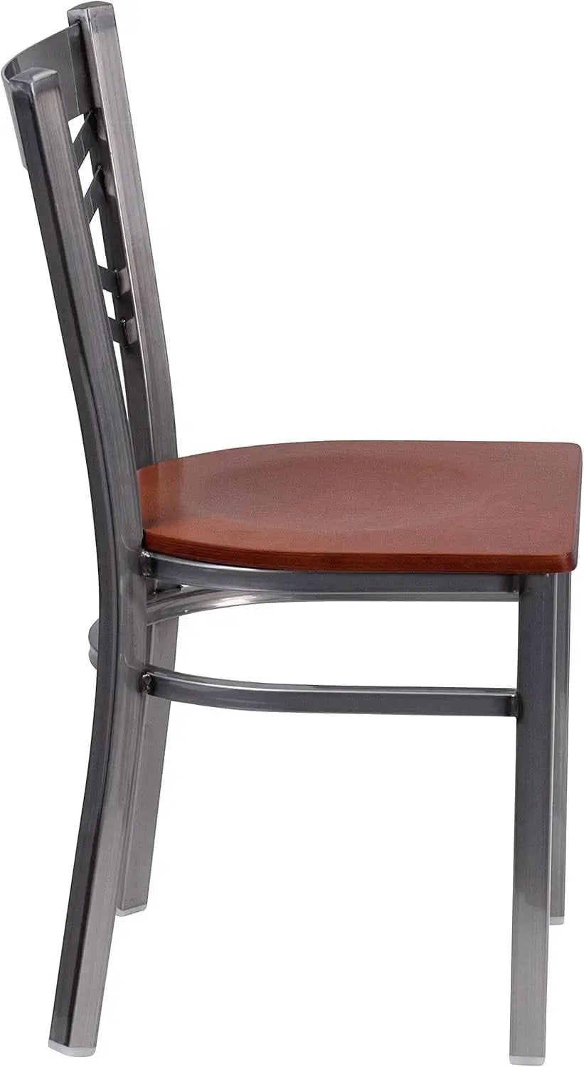 2 Pack Hercules Series X Back Metal Dining Chairs With Cherry Wood Seat For Restaurant Or Home Dining from PriceLows™