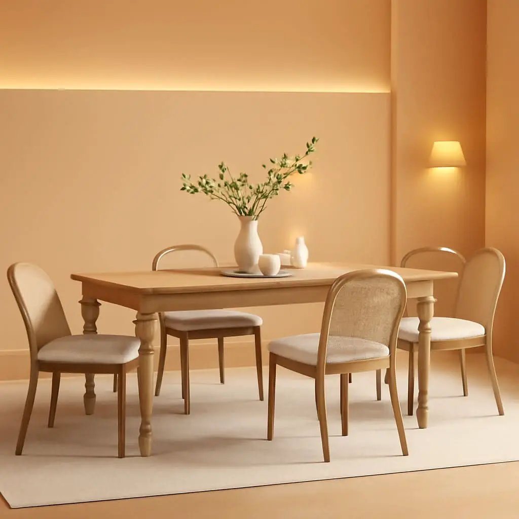 Mid Century Dining Chairs White Sherpa Upholstered from PriceLows™