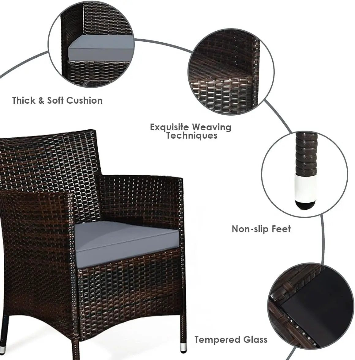 Elegant Four-Piece Rattan Patio Set with Soft Cushions from PriceLows™