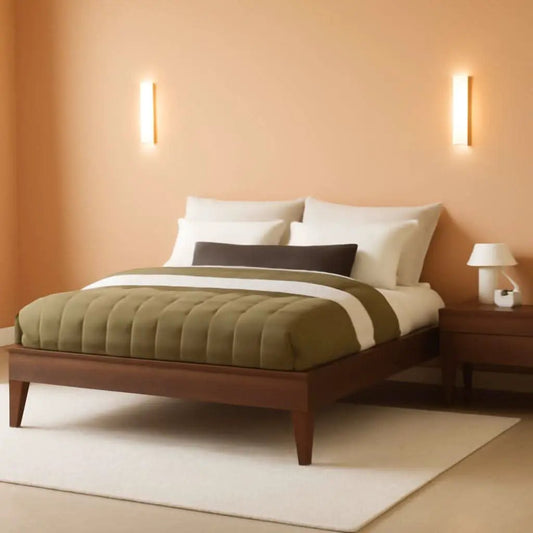 Platform Bed Frame | Full Size | Dark Brown Solid Rubberwood | No Box Spring Required