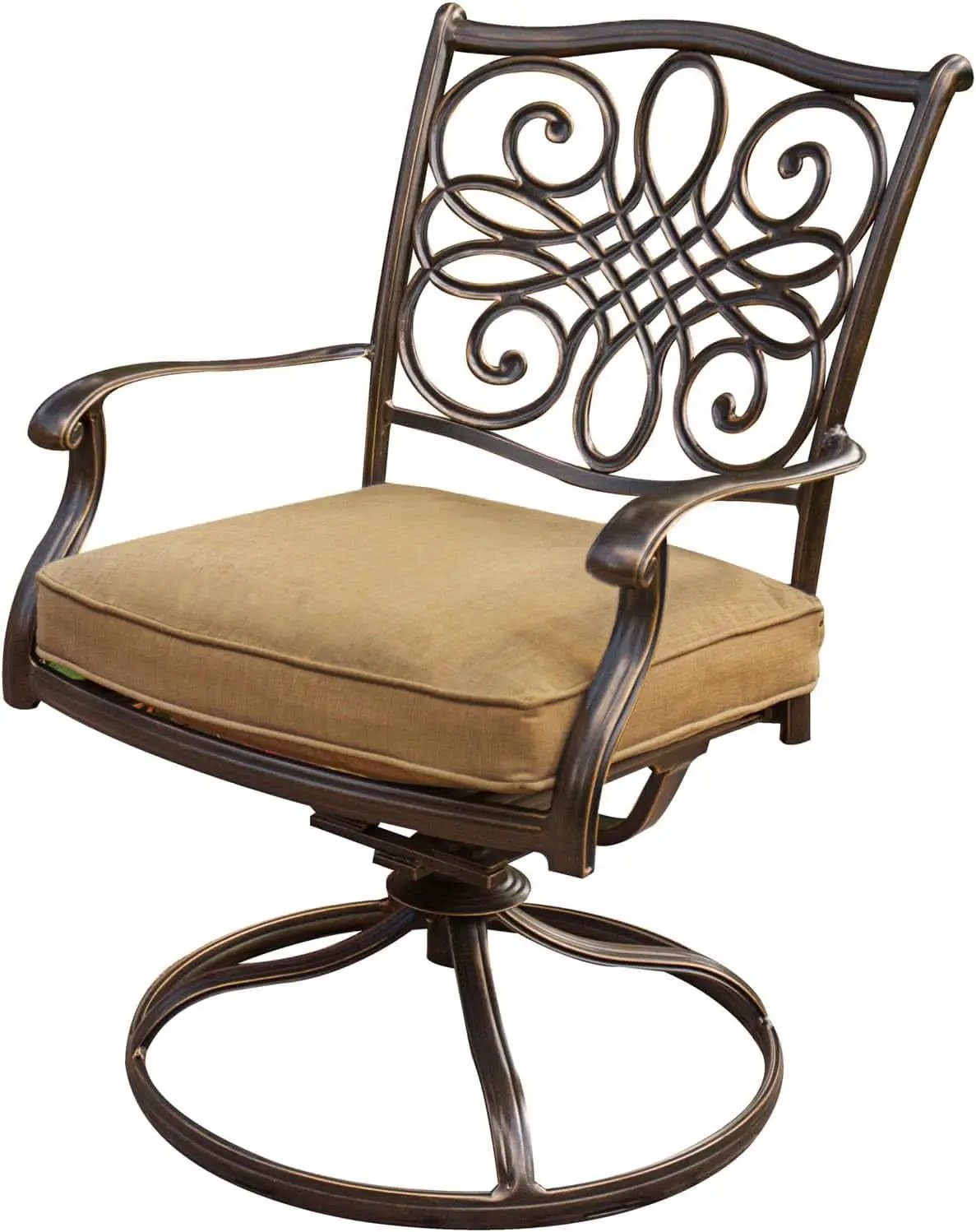 7 Piece Patio Dining Set 6 Swivel Chairs Tan Cushions 38x72 from PriceLows™