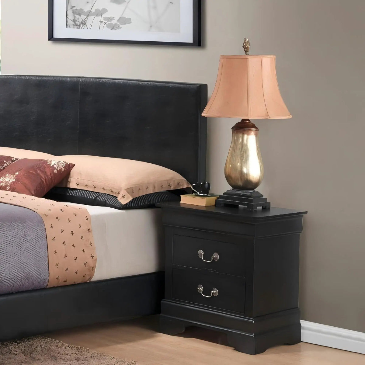 Louis Phillipe Nightstand | Traditional Wood Design | English Dovetailed Drawers | Metal Center Guides