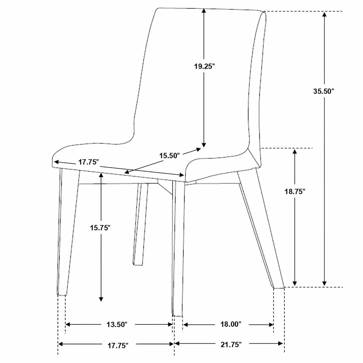 Redbridge Upholstered Dining Side Chair Walnut (Set of 2) | 19.75 x 22.25 x 35.75 in | Walnut Wood & Fabric | Dining Room