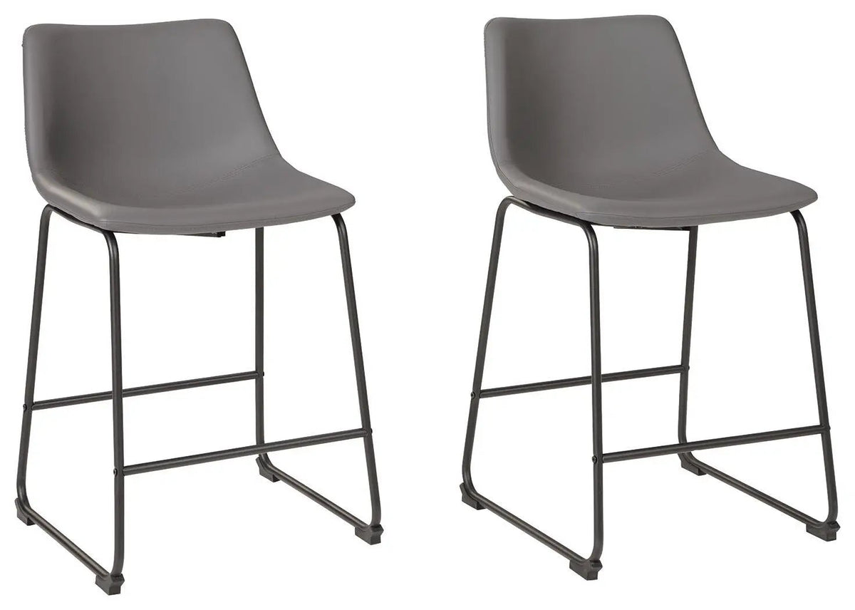 Centiar Upholstered Barstool | Set Of 2 | Contoured Bucket Seat | Tubular Metal Base