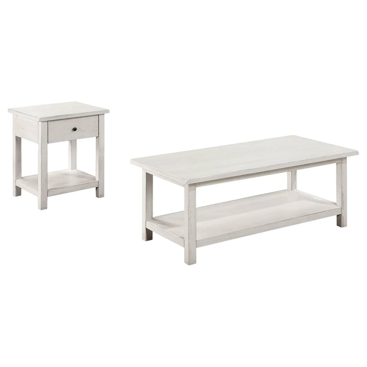 Payne 2-piece Coffee and 1-drawer End Table Set | 2-Piece Set | Engineered Wood & Veneer | White
