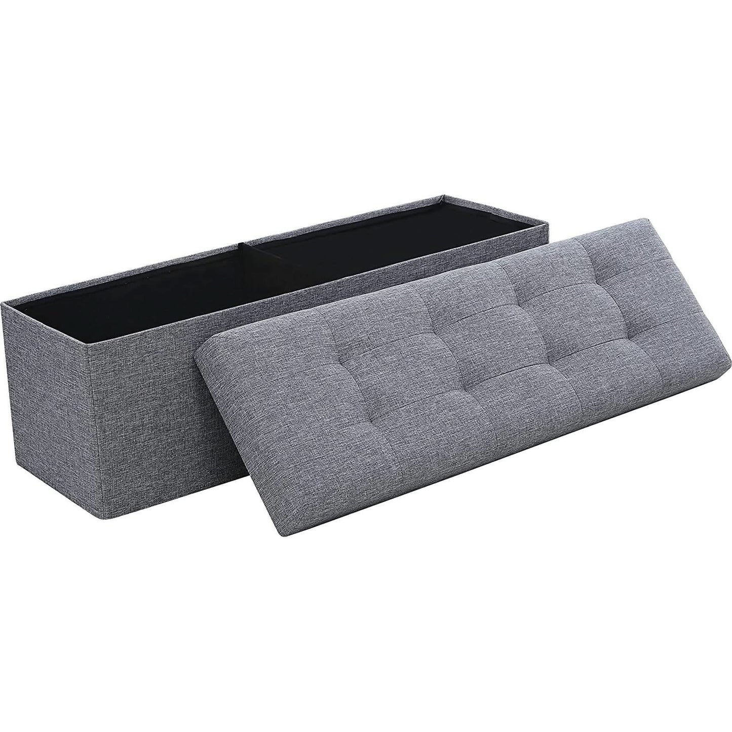 Gray 45 Inch Storage Ottoman Bench Durable Upholstery from PriceLows™