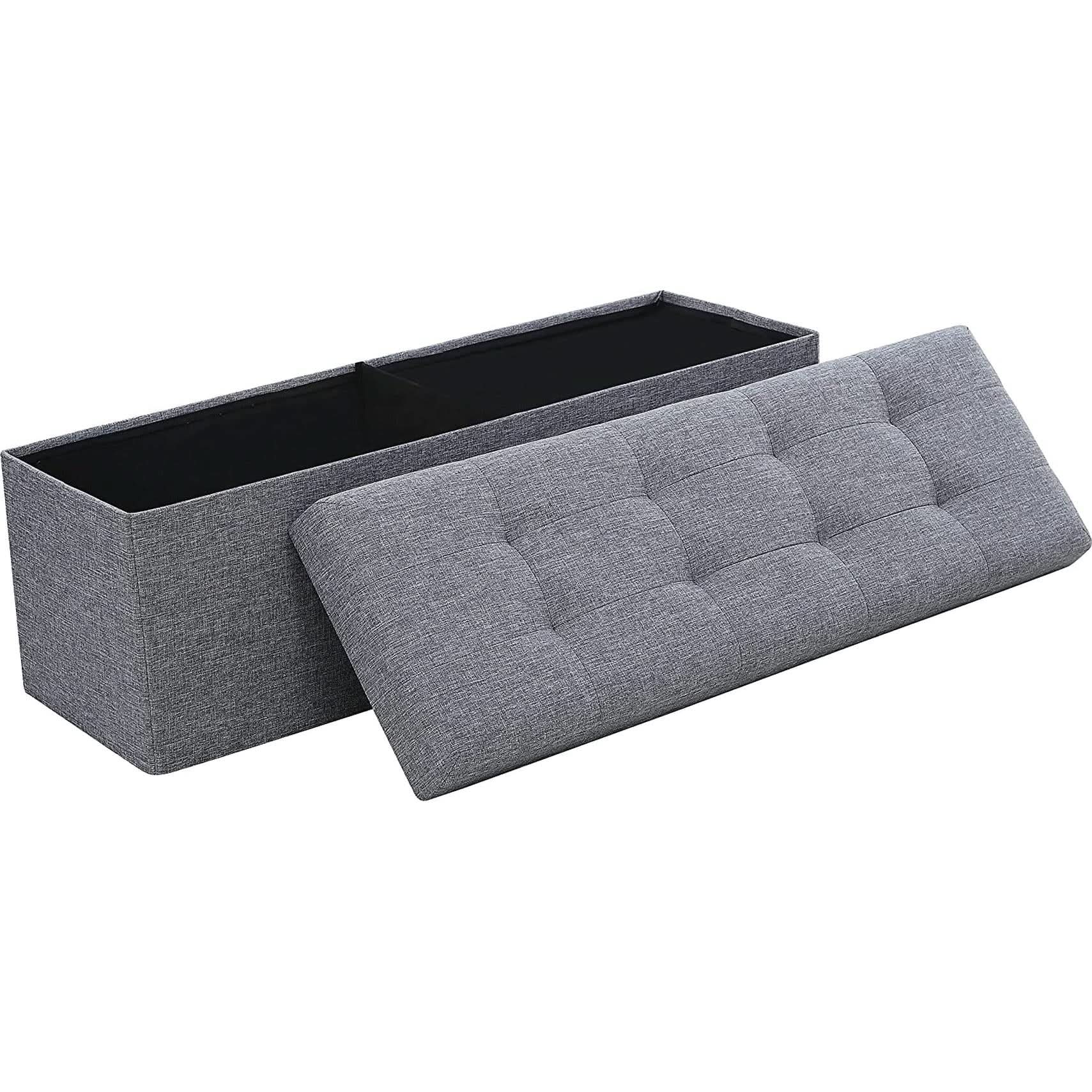 Gray 45 Inch Storage Ottoman Bench Durable Upholstery from PriceLows™